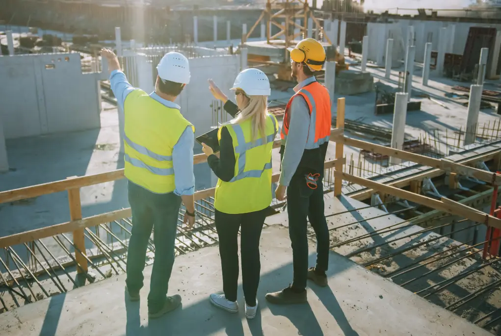 Architects planning the layout of a commercial building.