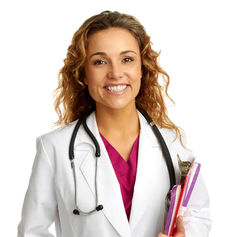 A happy female in the Healthcare industry.