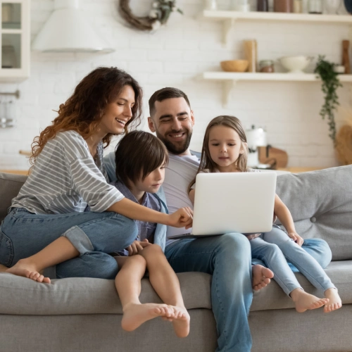 A family researching mortgage brokers.