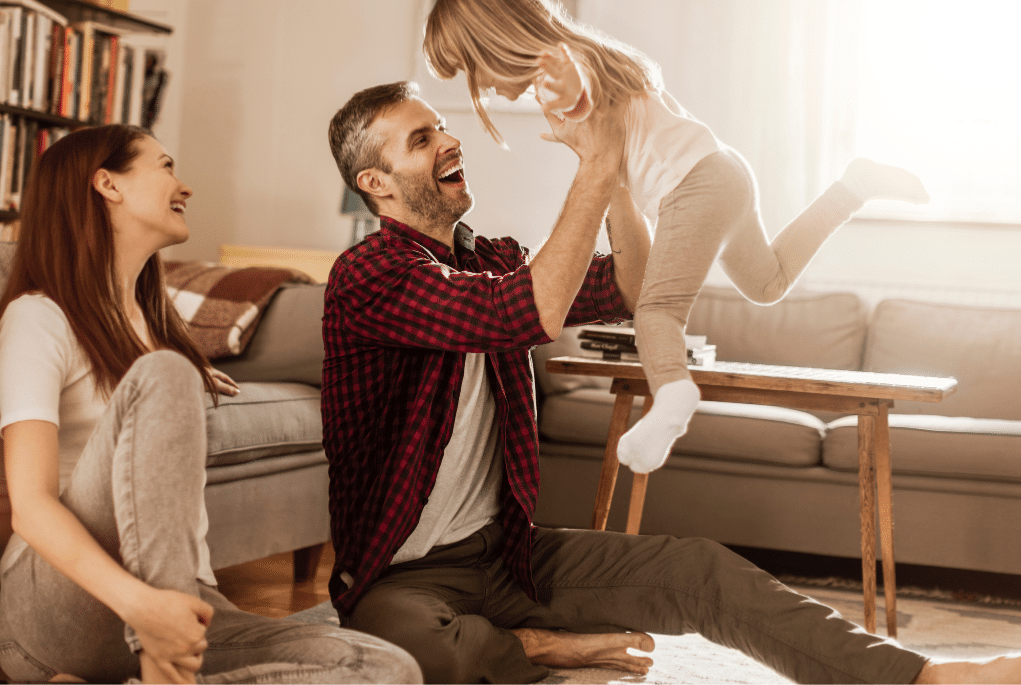 Happy family celebrating their bad credit home loan approval