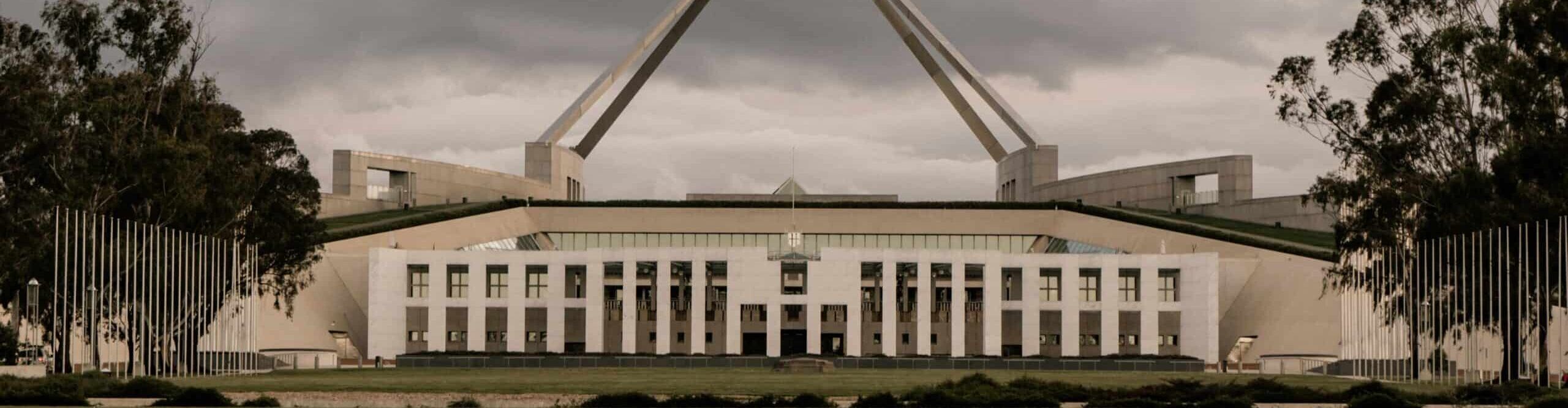 Picture of the Australian Parliament located in Canberra, where the Federal budget was passed down.